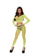 Long-Sleeve Diamond Net Top & Leggings Set