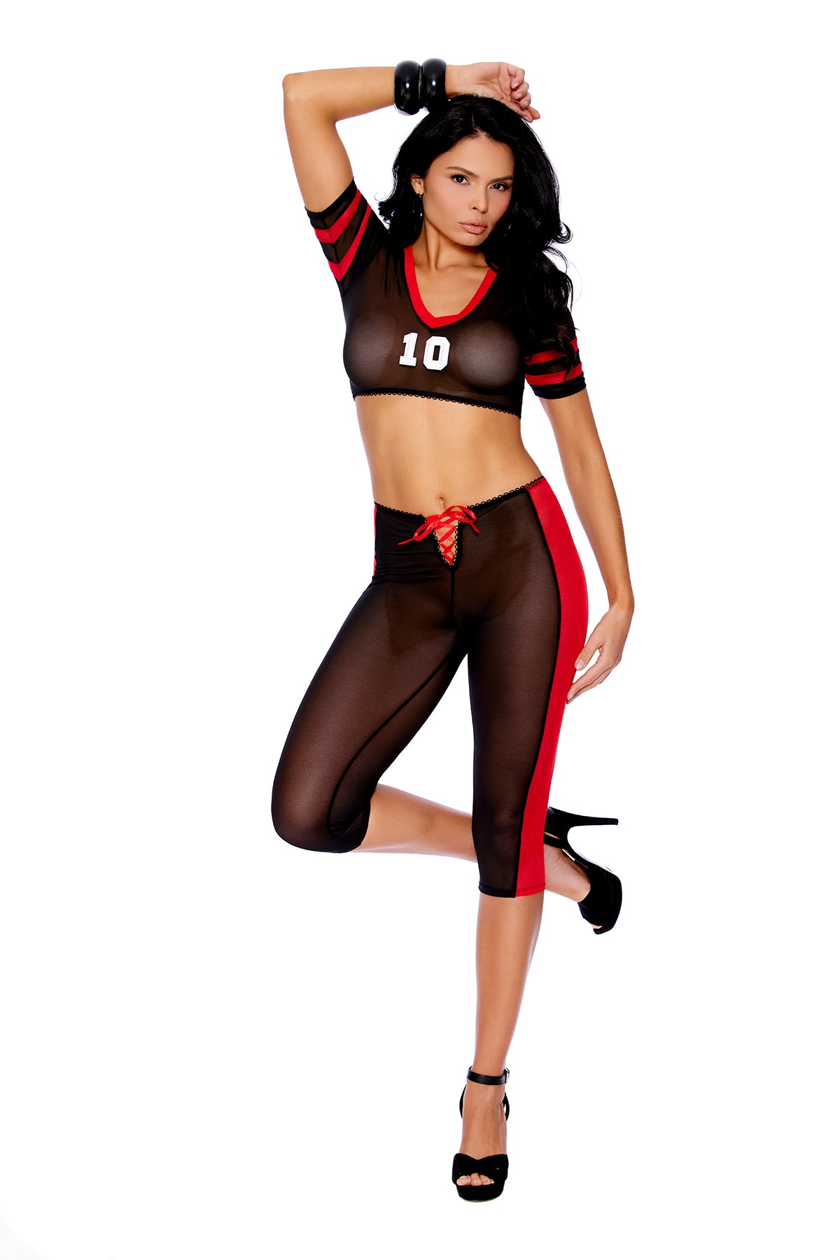 Touchdown Hottie Mesh Cami & Lace-Up Pants Set - front view