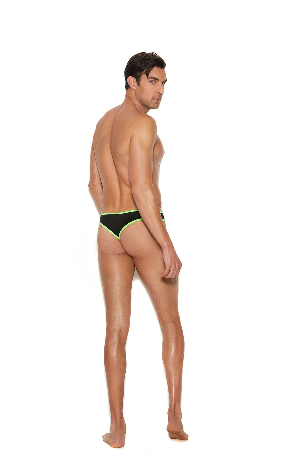 Men's Thong with Neon Green Trim - back view