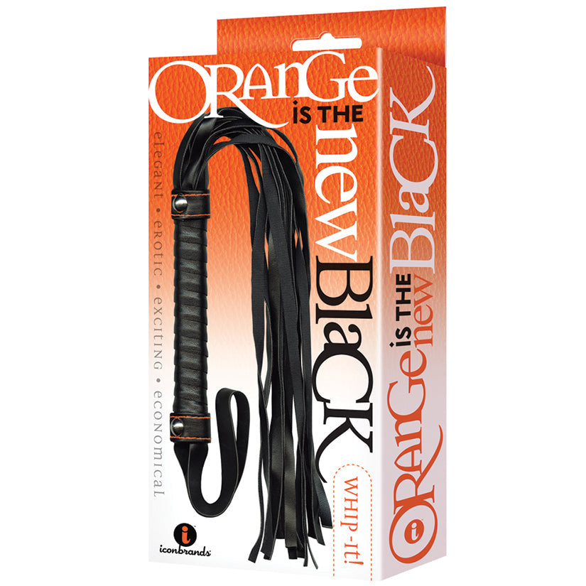 The 9's Whip It black and orange flogger