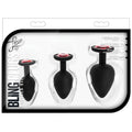 Luxe Bling Plugs Training Kit - Anal Toys - Lady Sif’s Den - Black w/Red Stones - BN395825