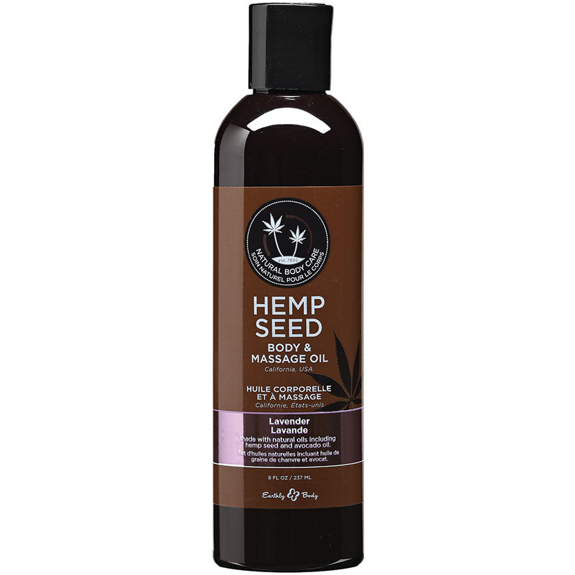 Earthly Body Hemp Seed Massage & Body Oil - Lavender 8oz - Massage - Lady Sif’s Den