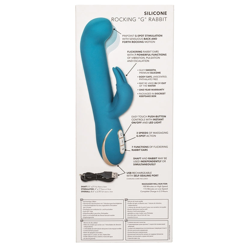 Jack Rabbit Signature Silicone Rocking "G" Rabbit - Teal 8.5" - Rabbit Vibrator - Lifestle