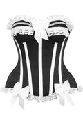 Top Drawer Black/White Steel Boned Burlesque Corset