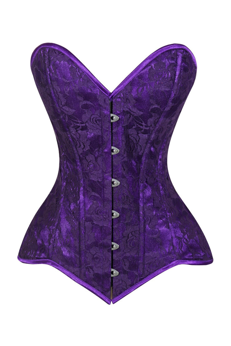 Purple Lace Overbust Corset Sweetheart Neckline