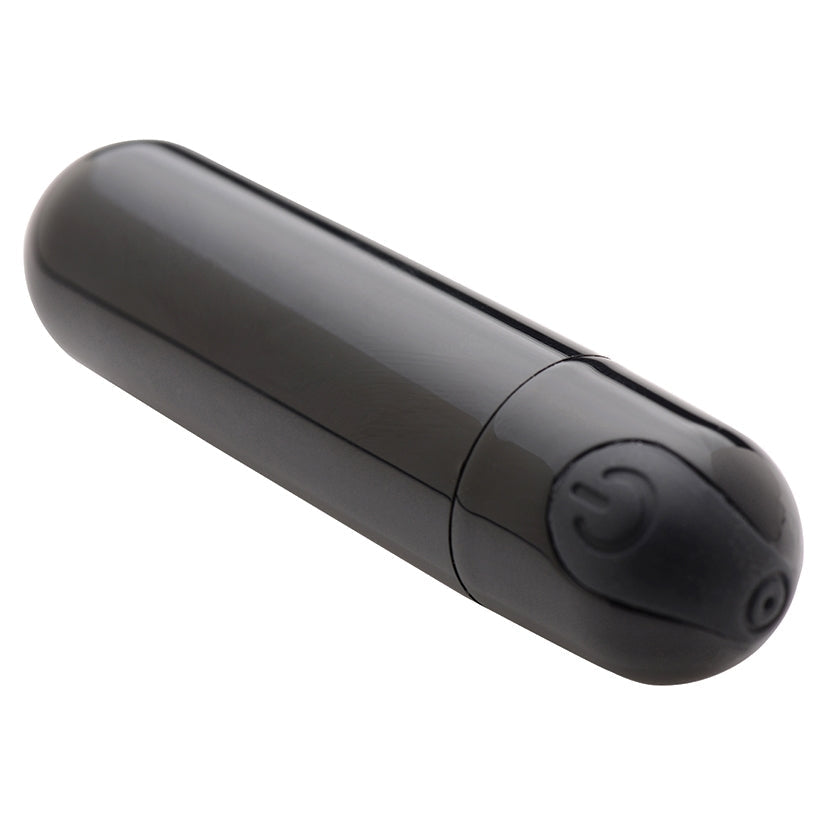 Black cylindrical electronic device on a white background
