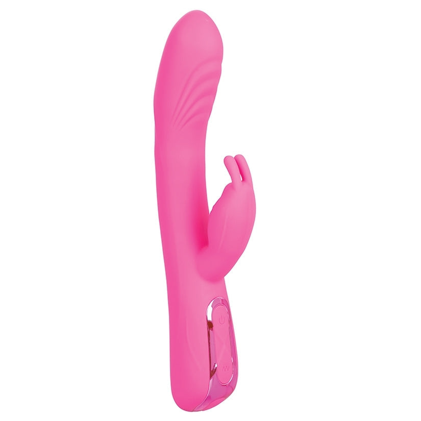 Pink silicone clitoral ring on a white background
