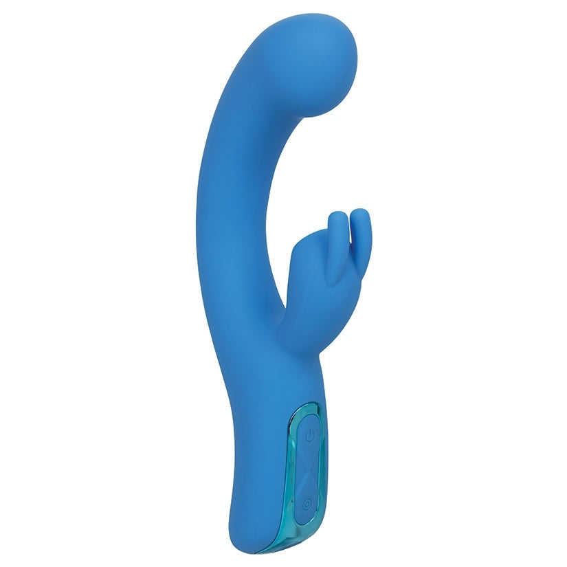 Blue and teal silicone product on a white background