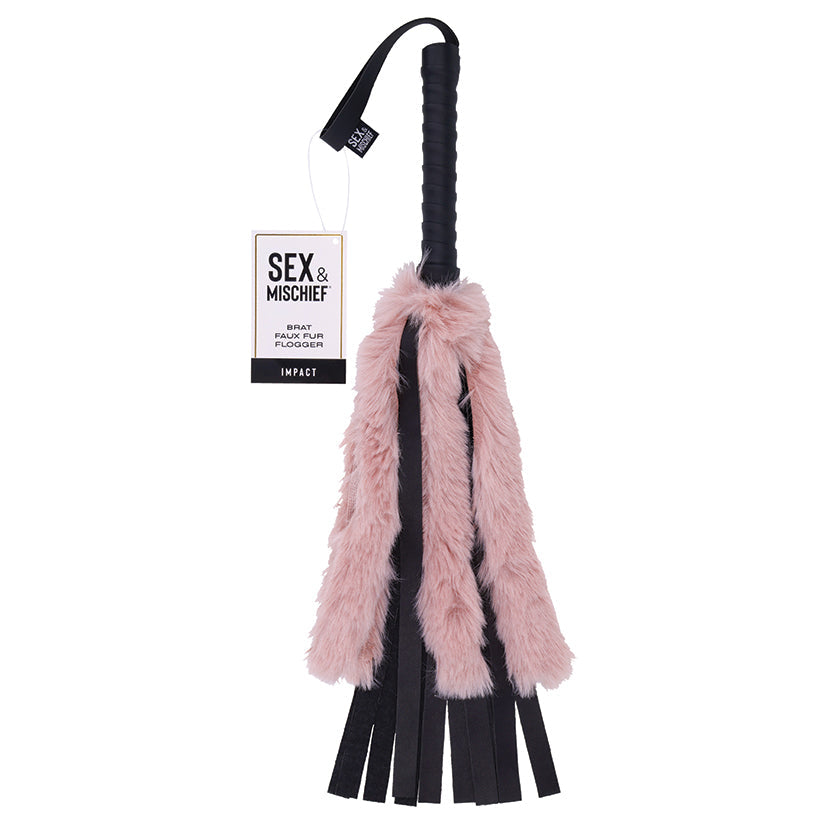 S&M Brat faux fur and vegan leather flogger