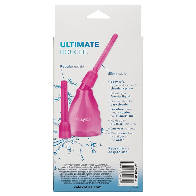 Pink douche with packaging on a white background